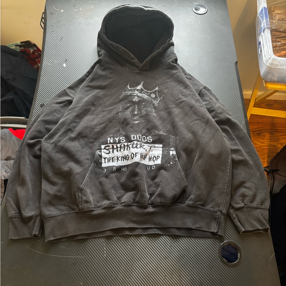 Vintage Tupac Shakur black baggy graphic hoodie no tag MEASUREMENTS SHOWN fits S